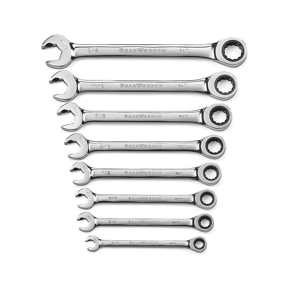 GEARWRENCH 72-Tooth 12 Point SAE Open End Combination Ratcheting Wrench Set(8-Piece) 3 GEARWRENCH 72-Tooth 12 Point SAE Open End Combination Ratcheting Wrench Set(8-Piece)
