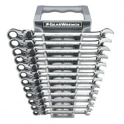 GEARWRENCH 72-Tooth 12 Point Metric XL Locking Flex Combination Ratcheting Wrench Set (12-Piece)