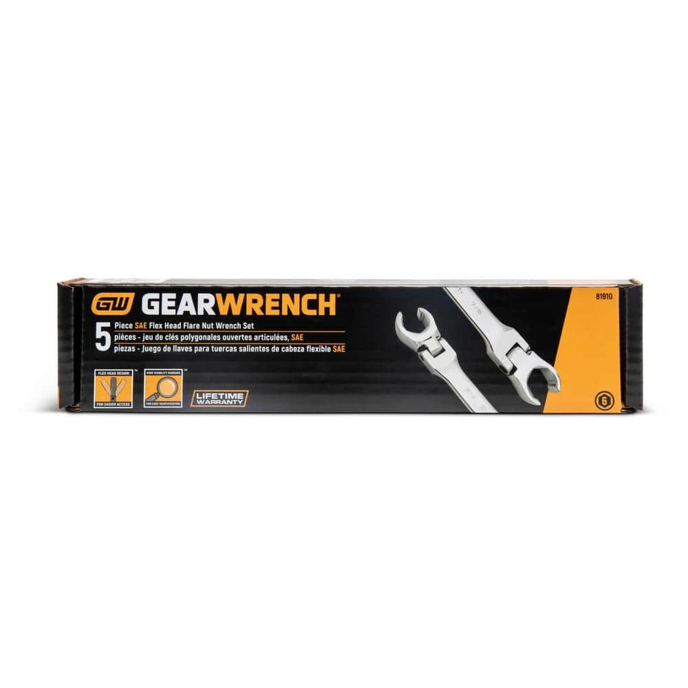 GEARWRENCH SAE Flex Flare Nut Wrench Set (5-Piece) 5 GEARWRENCH SAE Flex Flare Nut Wrench Set (5-Piece) - Image 3