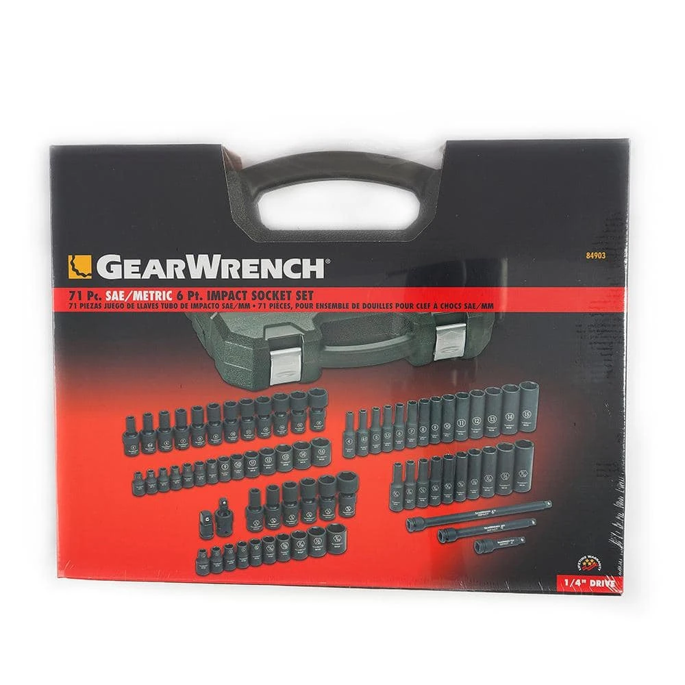 GEARWRENCH 1/4 in. Drive 6-Point SAE/Metric Standard & Deep Universal Impact Socket Set (71-Piece) 6 GEARWRENCH 1/4 in. Drive 6-Point SAE/Metric Standard & Deep Universal Impact Socket Set (71-Piece) - Image 4