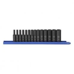 GEARWRENCH 1/4 in. Drive 6-Point Metric Deep Impact Socket Set (14-Piece)