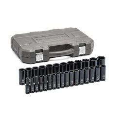 GEARWRENCH 1/2 in. Drive 6-Point Metric Deep Impact Socket Set (29-Piece)