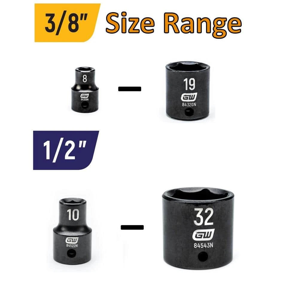 GEARWRENCH 34-Piece Metric 3/8 in., 1/2 in. Impact Socket Tray Set 11 GEARWRENCH 34-Piece Metric 3/8 in., 1/2 in. Impact Socket Tray Set - Image 9