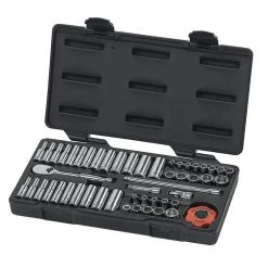 GEARWRENCH 1/4 in. Drive 12-Point SAE/Metric 90-Tooth Ratchet and Socket Mechanics Tool Set (51-Piece)