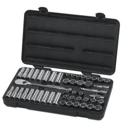 GEARWRENCH 1/2 in. Drive 12-Point Standard & Deep SAE/Metric 90-Tooth Ratchet and Socket Mechanics Tool Set (49-Piece) -GEARWRENCH Sales gearwrench mechanics tool sets 80701 c3 1000