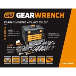 GEARWRENCH 1/4 in. and 3/8 in. Drive 90-Tooth Standard and Deep SAE/Metric Mechanics Tool Set in 3-Drawer Storage Box (232-Piece) -GEARWRENCH Sales gearwrench mechanics tool sets 80949 40 1000