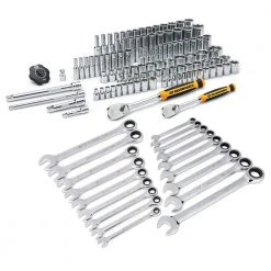 GEARWRENCH 1/4 in. and 3/8 in. Drive 6-Point Standard/Deep SAE/MM 90-Tooth Mechanics Tool Set with Ratcheting Wrenches (124-Piece)