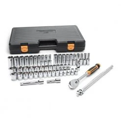 GEARWRENCH 1/2 in. Drive 90-Tooth 6-Point Standard and Deep SAE/Metric Mechanics Tool Set (53-Piece)