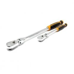 GEARWRENCH 1/4 in. and 3/8 in. Drive 90-Tooth Dual Material Flex-Head Teardrop Ratchet Set (2-Piece)