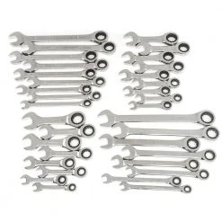 GEARWRENCH SAE/Metric 72-Tooth Standard and Stubby Combination Ratcheting Wrench Set (34-Piece)