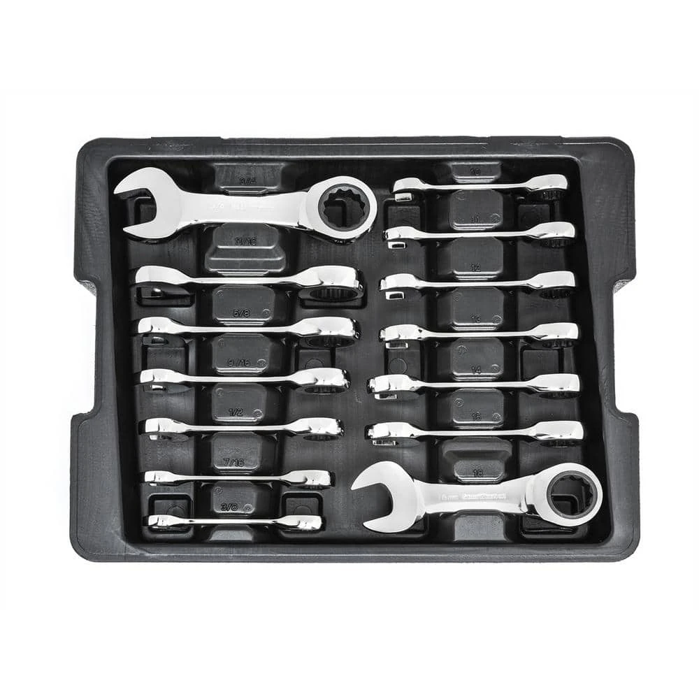 GEARWRENCH SAE/Metric 72-Tooth Stubby Combination Ratcheting Wrench Tool Set (14-Piece) 4 GEARWRENCH SAE/Metric 72-Tooth Stubby Combination Ratcheting Wrench Tool Set (14-Piece) - Image 2