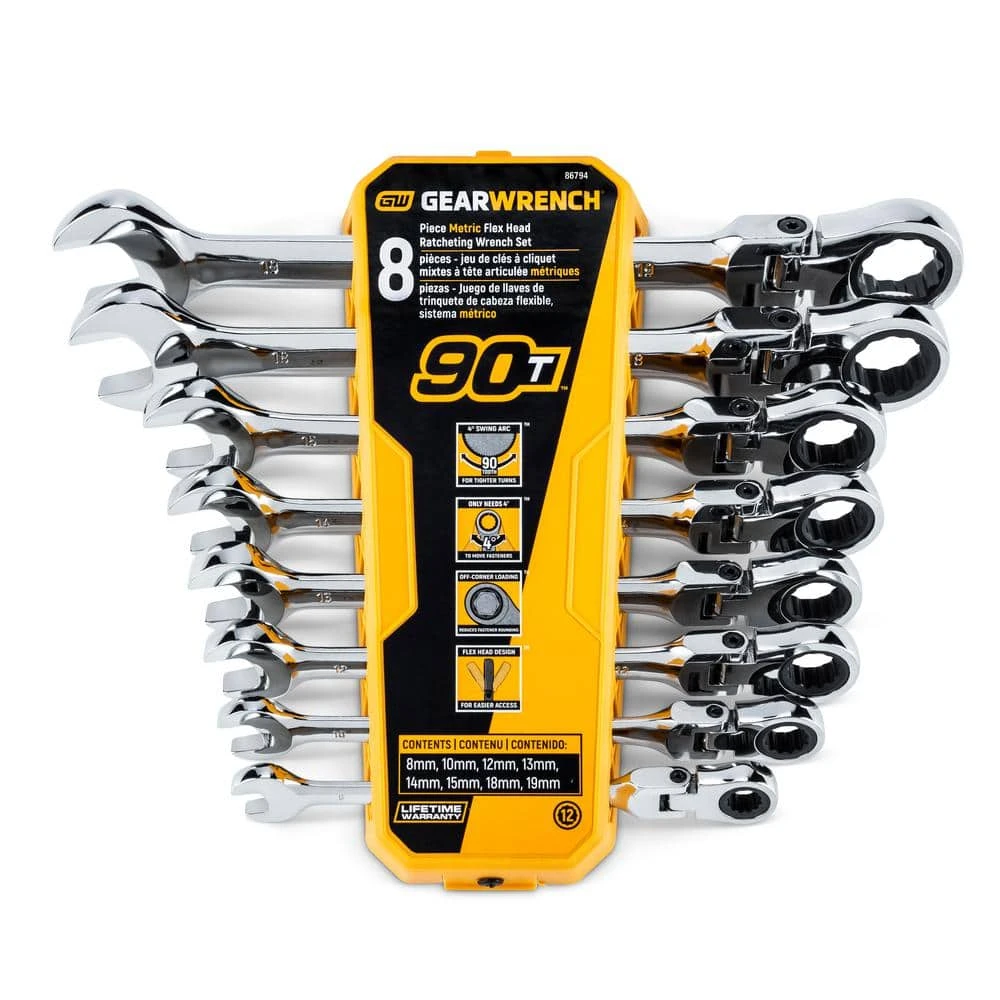 GEARWRENCH Master Standard and Flex Head SAE/MM Combination Ratcheting Wrench Set (32-Piece) 7 GEARWRENCH Master Standard and Flex Head SAE/MM Combination Ratcheting Wrench Set (32-Piece) - Image 5