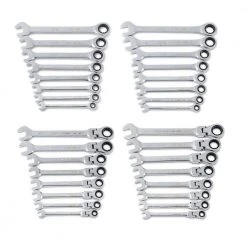 GEARWRENCH Master Standard and Flex Head SAE/MM Combination Ratcheting Wrench Set (32-Piece)
