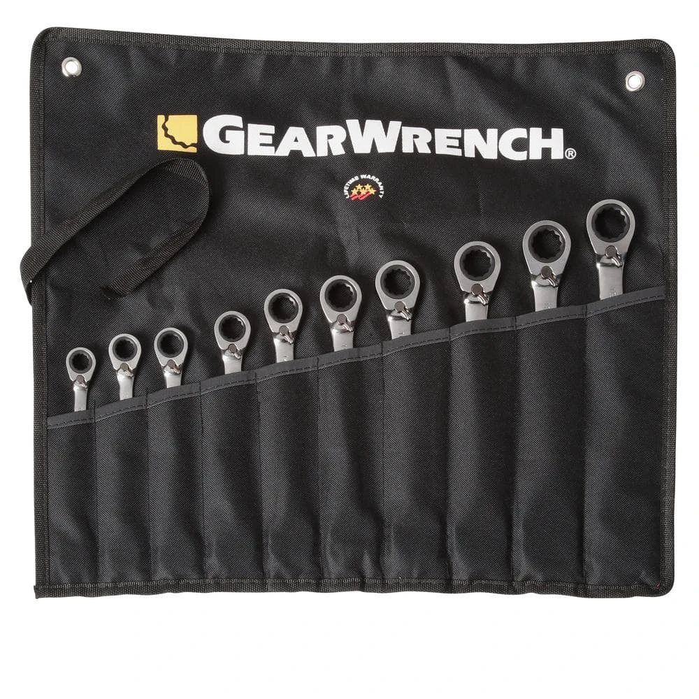 GEARWRENCH Metric 72-Tooth Reversible Combination Ratcheting Wrench Tool Set with Roll (10-Piece) 6 GEARWRENCH Metric 72-Tooth Reversible Combination Ratcheting Wrench Tool Set with Roll (10-Piece) - Image 4