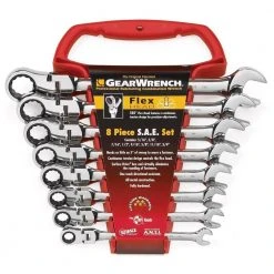 GEARWRENCH SAE 72-Tooth Flex Head Combination Ratcheting Wrench Tool Set (8-Piece)