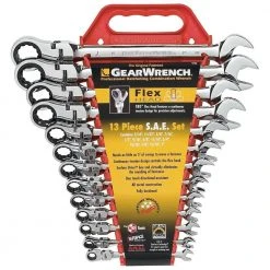 GEARWRENCH 12-Point 72-Tooth SAE Flex-Head Ratcheting Combination Wrench Set (13-Piece)