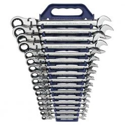 GEARWRENCH Metric 72-Tooth Flex Head Combination Ratcheting Wrench Tool Set (16-Piece)