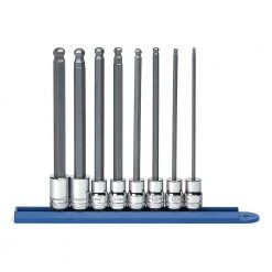 GEARWRENCH 3/8 in. Drive Metric Long Ball End Hex Bit Socket Set (8-Piece)