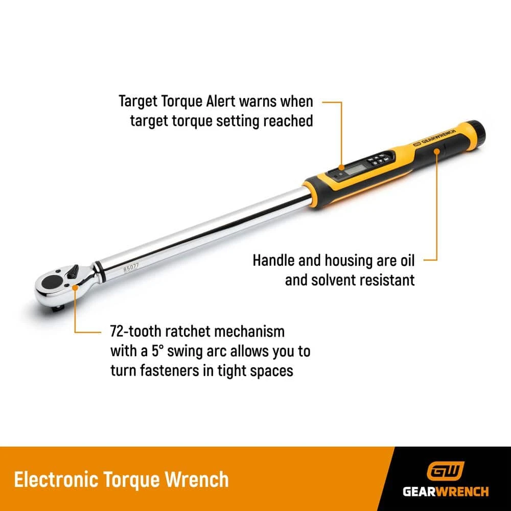 GEARWRENCH 1/2 in. Drive 25-250 ft./lbs. Electronic Torque Wrench 4 GEARWRENCH 1/2 in. Drive 25-250 ft./lbs. Electronic Torque Wrench - Image 2